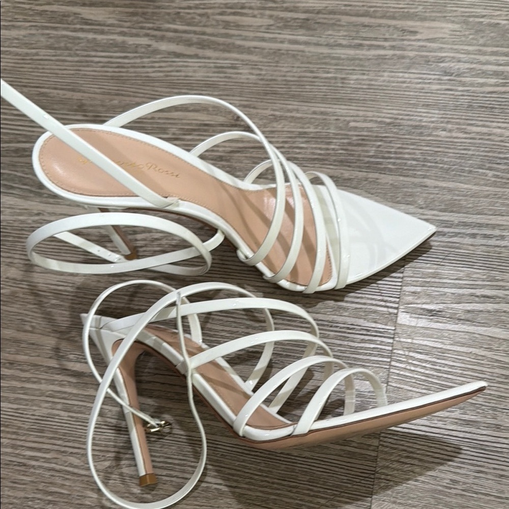 Gianvito Rossi White Strappy Pointed-Toe Stiletto Sandals